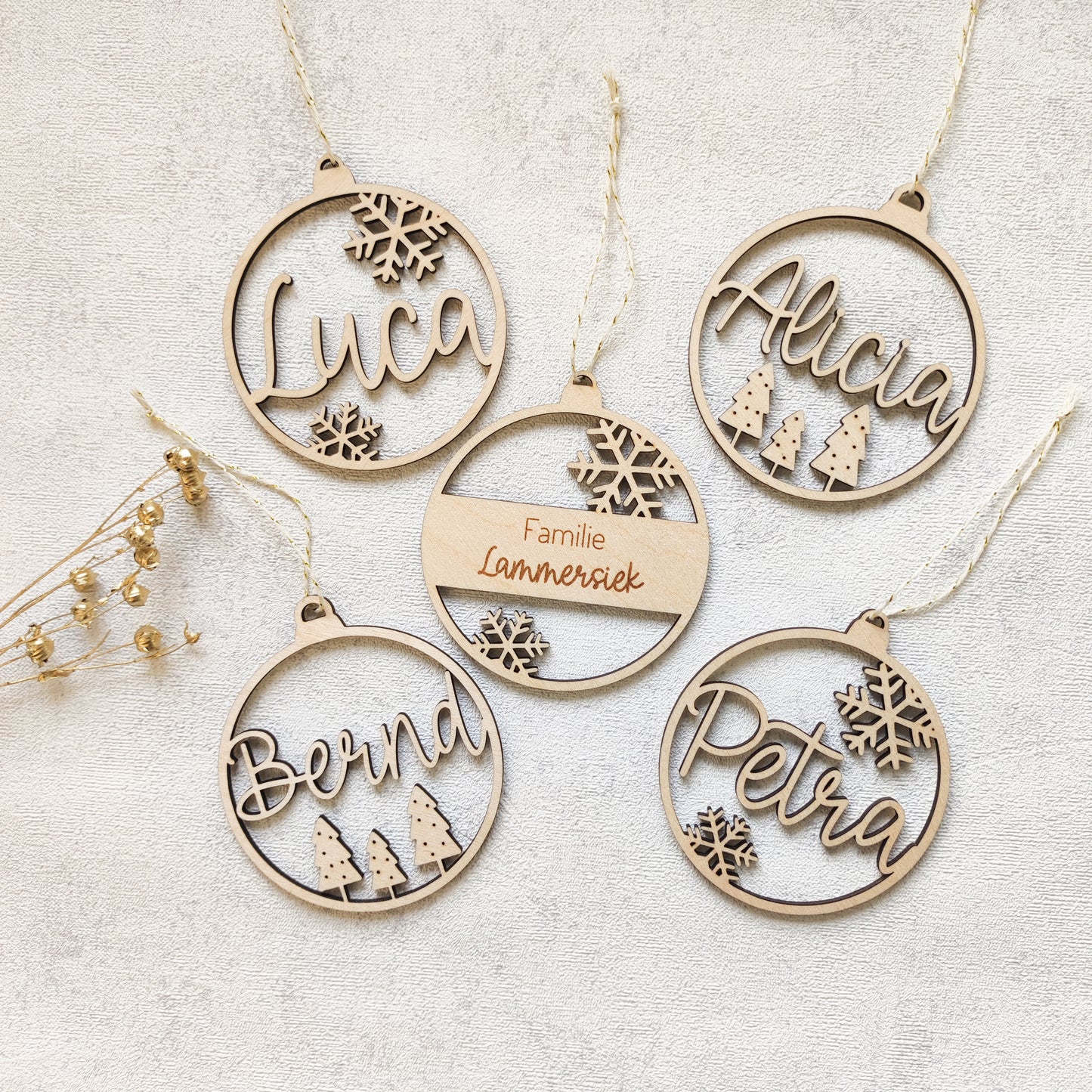 Personalisierte Weihnachtskugel Holz | Familie