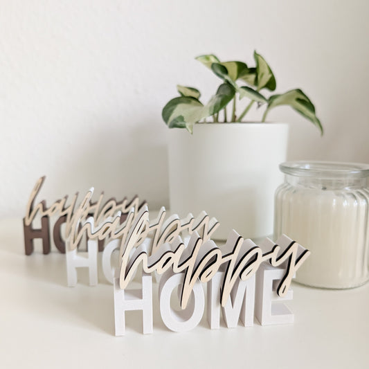 Happy Home | 3D-Schriftzug mit Holz