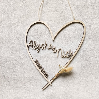 Personalisiertes Herz aus Holz | Hochzeit