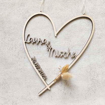 Personalisiertes Herz aus Holz | Hochzeit