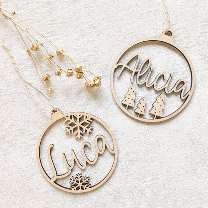 Personalisierte Weihnachtskugel Holz