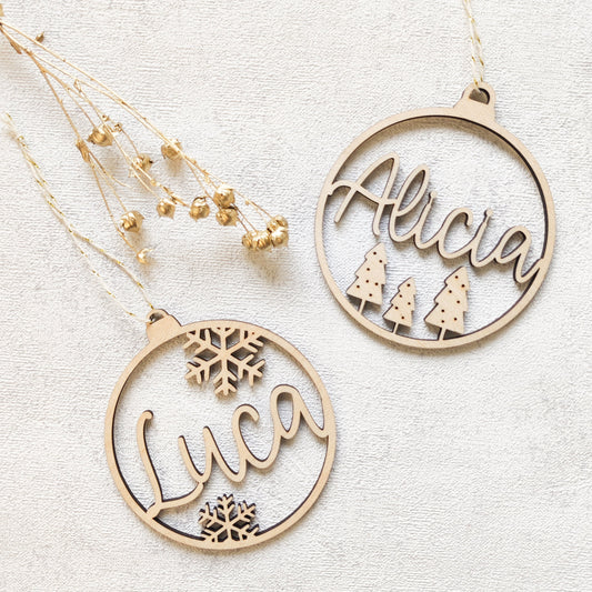 Personalisierte Weihnachtskugel Holz