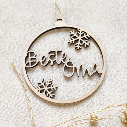 Weihnachtskugel Holz | Beste(r) Oma, Opa, Mama, Papa