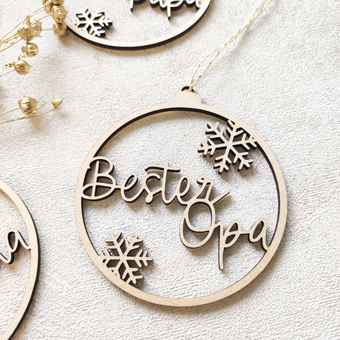 Weihnachtskugel Holz | Beste(r) Oma, Opa, Mama, Papa