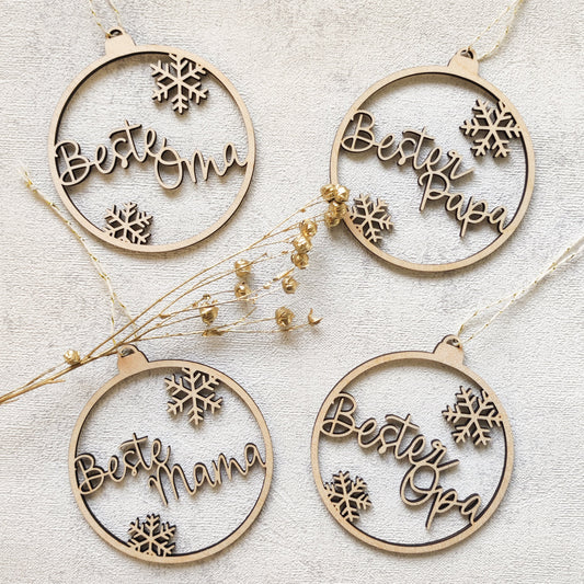 Weihnachtskugel Holz | Beste(r) Oma, Opa, Mama, Papa