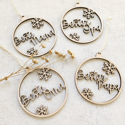 Weihnachtskugel Holz | Beste(r) Oma, Opa, Mama, Papa