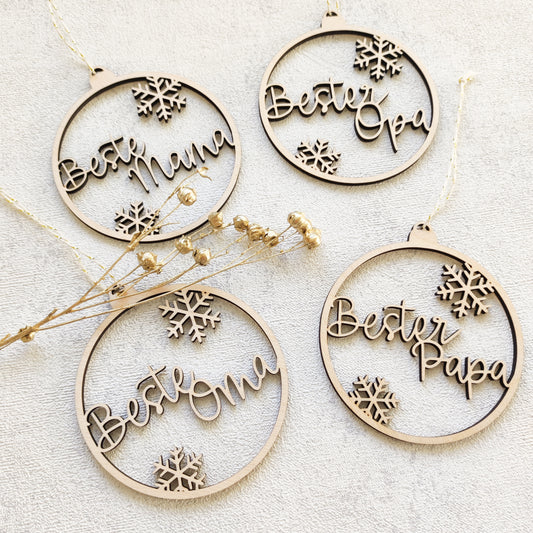 Weihnachtskugel Holz | Beste(r) Oma, Opa, Mama, Papa