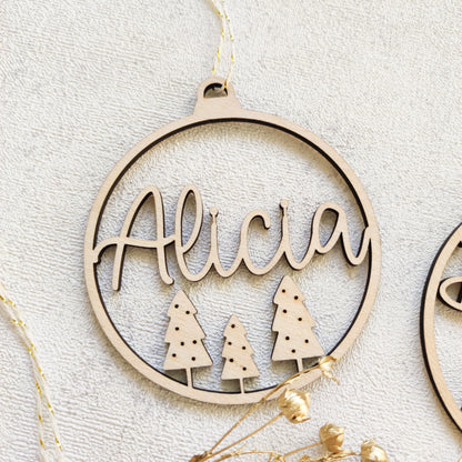 Personalisierte Weihnachtskugel Holz