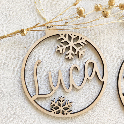 Personalisierte Weihnachtskugel Holz