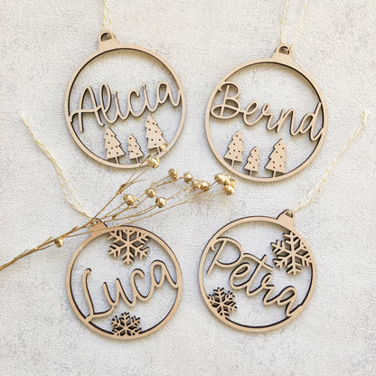 Personalisierte Weihnachtskugel Holz