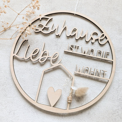 Holzkranz "Zuhause ist Liebe"