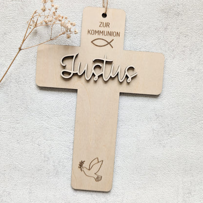 Personalisiertes Holzkreuz Konfi/Kommunion/Taufe