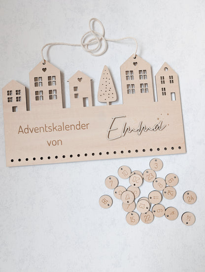 personalisierter Adventskalender mit Jutesäckchen zum Befüllen