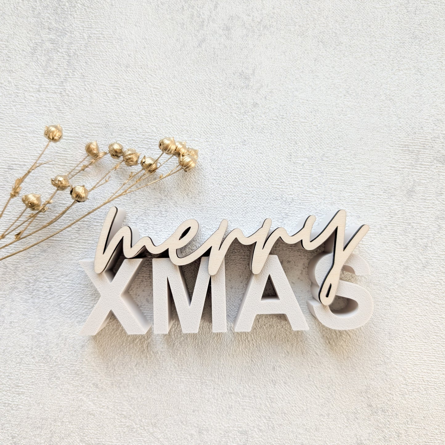 Merry Christmas  3D-Schritzug mit Holz