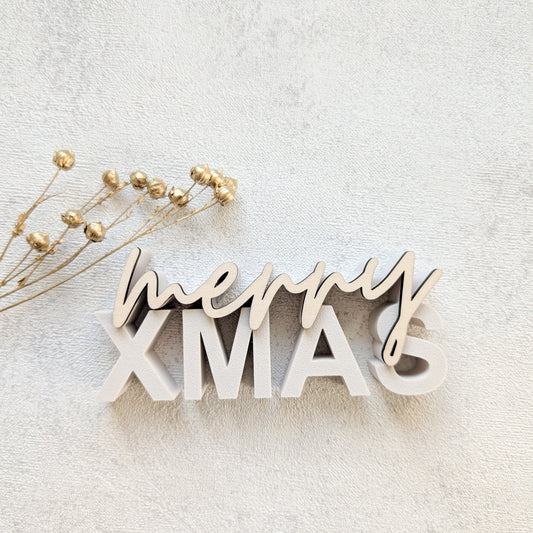 Merry Christmas  3D-Schritzug mit Holz