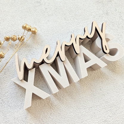 Merry Christmas  3D-Schritzug mit Holz