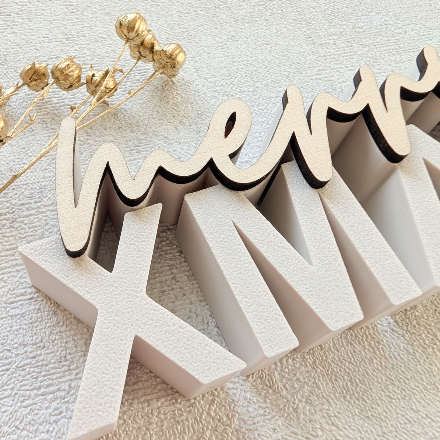 Merry Christmas  3D-Schritzug mit Holz