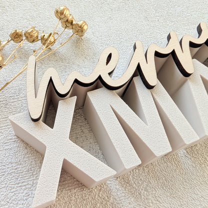 Merry Christmas  3D-Schritzug mit Holz