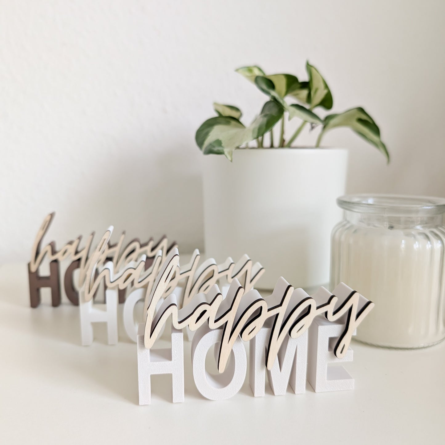 Happy Home | 3D-Schriftzug mit Holz