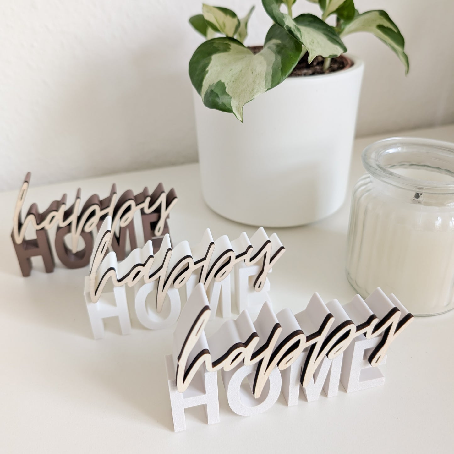 Happy Home | 3D-Schriftzug mit Holz