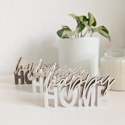 Happy Home | 3D-Schriftzug mit Holz