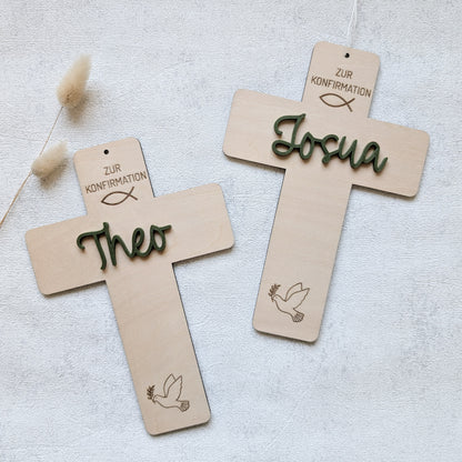 Personalisiertes Holzkreuz Konfi/Kommunion/Taufe