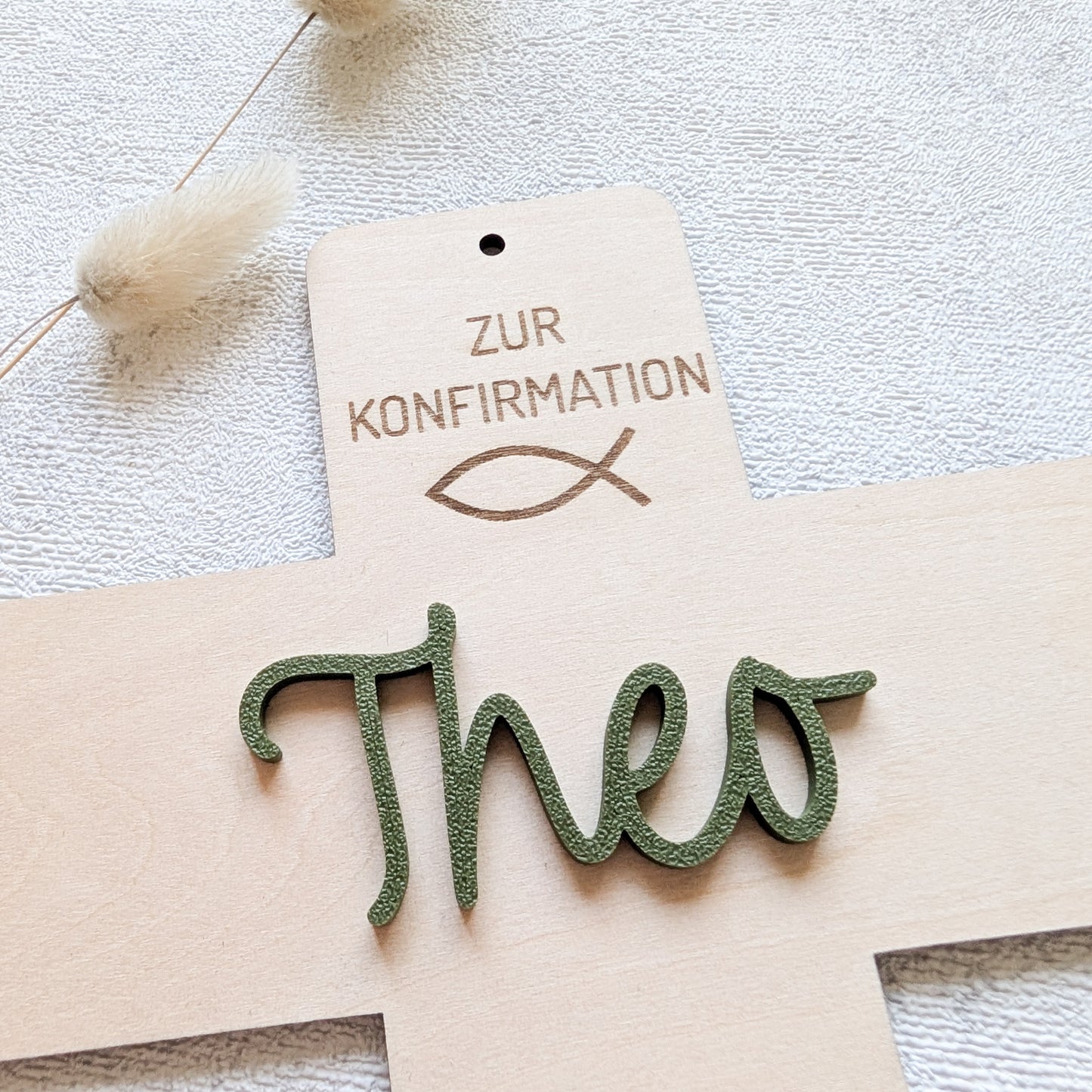 Personalisiertes Holzkreuz Konfi/Kommunion/Taufe