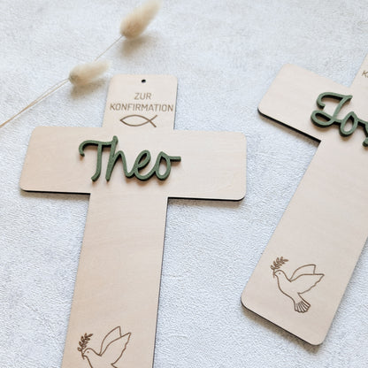 Personalisiertes Holzkreuz Konfi/Kommunion/Taufe
