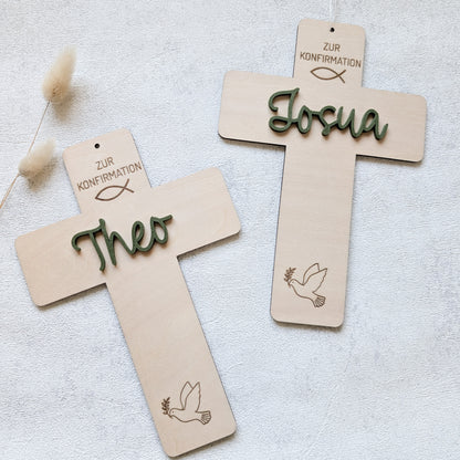 Personalisiertes Holzkreuz Konfi/Kommunion/Taufe