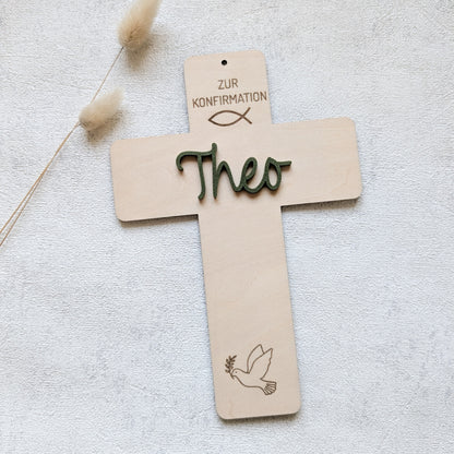 Personalisiertes Holzkreuz Konfi/Kommunion/Taufe