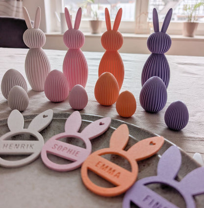 Weitere Produkte von Stilmade. Osterhasen, Ostereier und personalisierte Osterhasen als Tischdekoration beim Osterbrunch