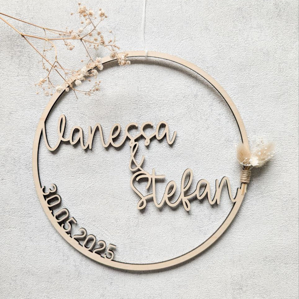 Personalisierter Holzkranz | Hochzeit