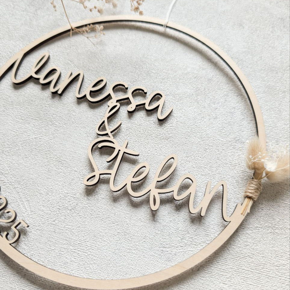 Personalisierter Holzkranz | Hochzeit
