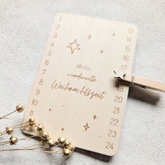 Adventskalender Holzkarte