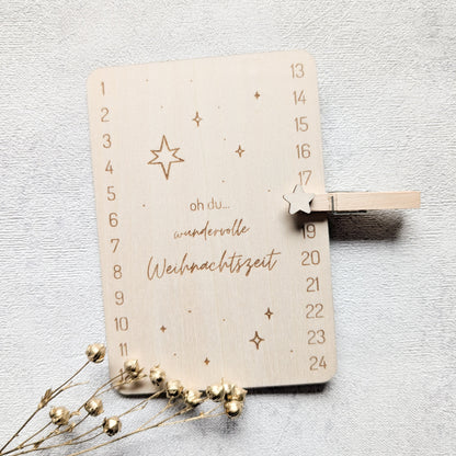 Adventskalender Holzkarte