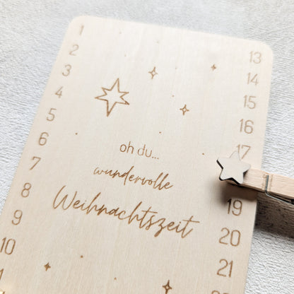 Adventskalender Holzkarte